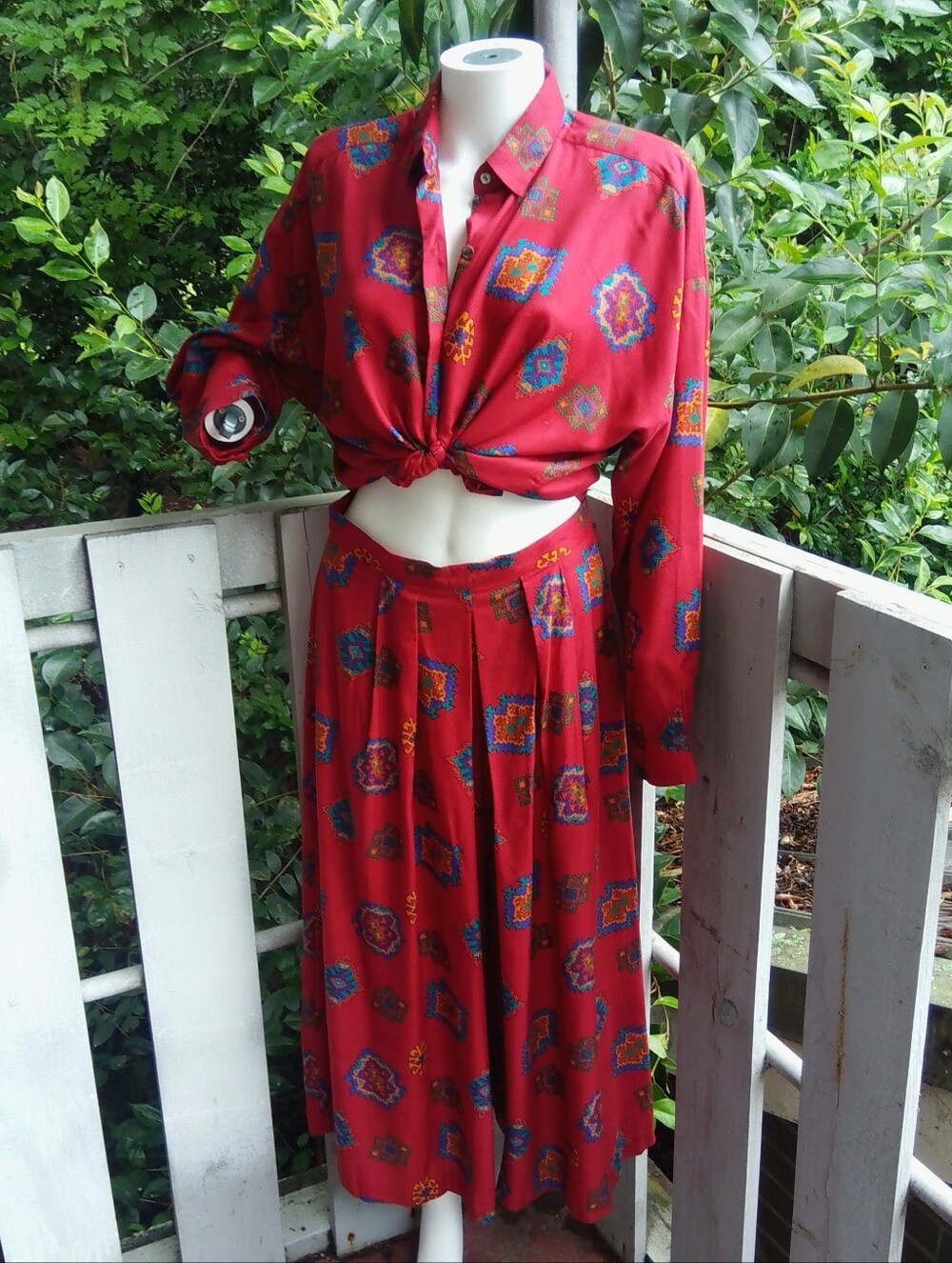Vintage 90s Western Aztec Culottes Pants Set